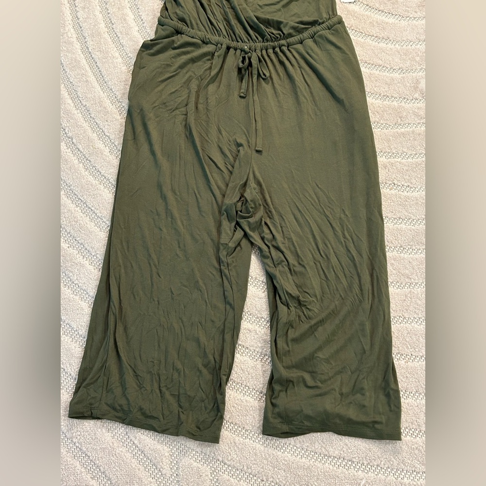 NWT Market & Spruce Sierra Knit Cropped Jumpsuit in Olive - L Petite - Picture 5 of 13